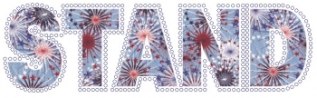 Stand with Fireworks Fabric and Clear Rhinestones