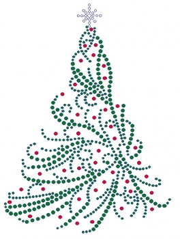 Swirl Christmas Tree Rhinestone Transfer 